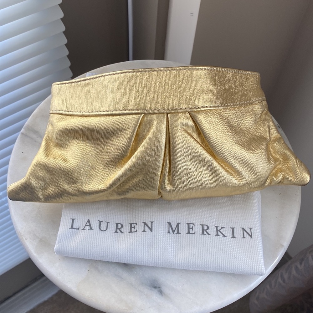 Lauren Merkin Gold Clutch Bag